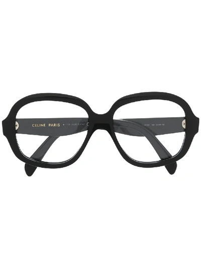 Celine Oversized Round-frame Acetate Glasses In Black