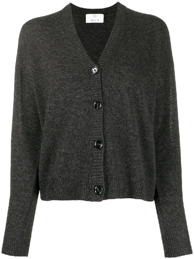 Allude Ribbed Edge Cashmere Cardigan In Grey