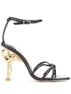 Sophia Webster Women's Flo Flamingo-heel Leather Sandals In Black
