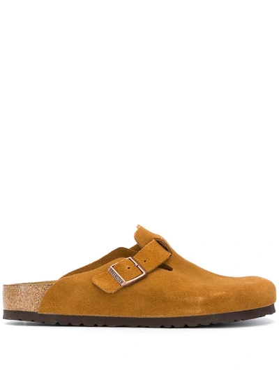 BIRKENSTOCK SUEDE BUCKLE SLIPPERS