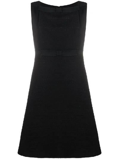 Giambattista Valli Bow Front Sleeveless Tweed Dress In Black
