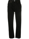 Re/done 70s High-rise Straight-leg Jeans In Black