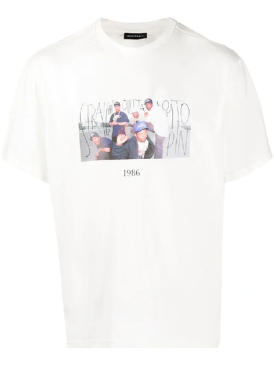 Throwback 1986 Straight Outta Compton Print T-shirt In White