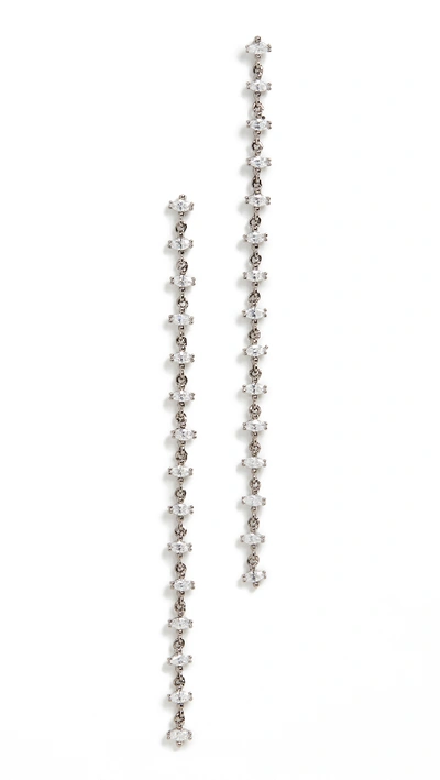 Theia Jewelry Harper Linear Drop Earrings In Gunmetal Finish