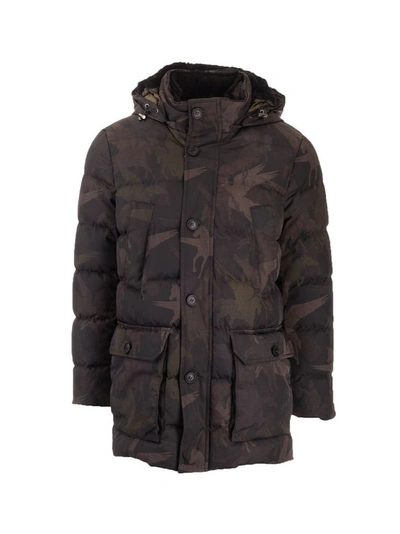 Etro Camouflage Down Jacket In Green