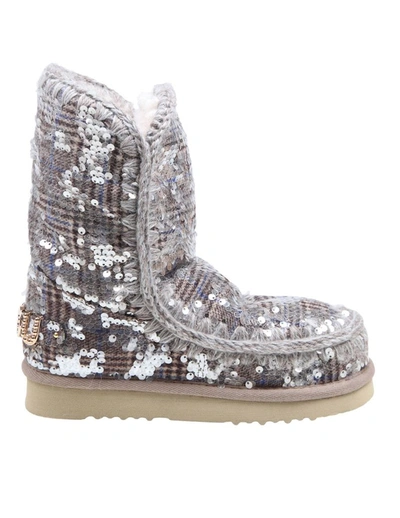 Mou Eskimo In Trainers In Paillettes In Grey