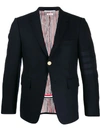 Thom Browne Tonal 4-bar Flannel Blazer In Blue