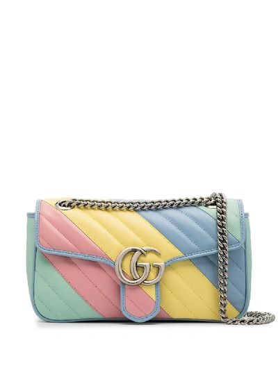 Gucci Small Gg Marmont Stripe Shoulder Bag In Yellow