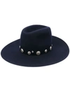 MAISON MICHEL BUTTON-EMBELLISHED HAT