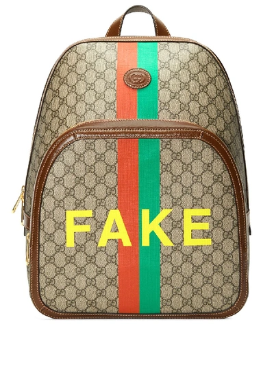 Gucci Men's Gg Supreme Fake/not Medium Backpack In Beige