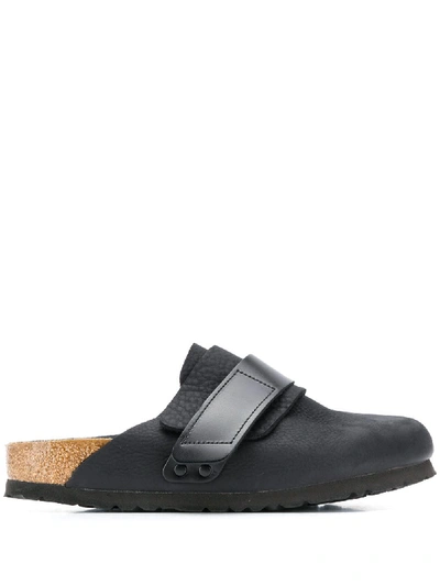 Birkenstock Leather Strap Slippers In Black