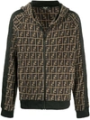 FENDI FF MOTIF ZIP-UP HOODIE