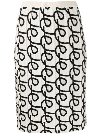 Christian Wijnants Khira Patterned Knit Skirt In Neutrals