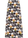 PRADA GEOMETRIC ORCHID PRINT A-LINE SKIRT