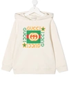 Gucci Kids' Cotton Sweatshirt With Vintage Print In Ivory