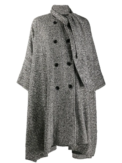 Msgm Oversized Cape Style Coat In Grey