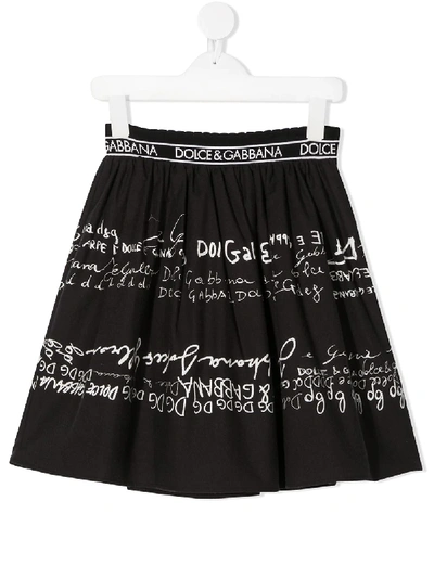Dolce & Gabbana Kids' Doodle Logo Skirt In Black