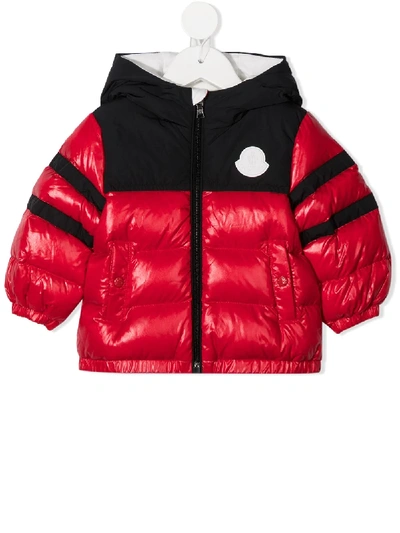Moncler Babies' Logo Contrast Padded Jacket In Red