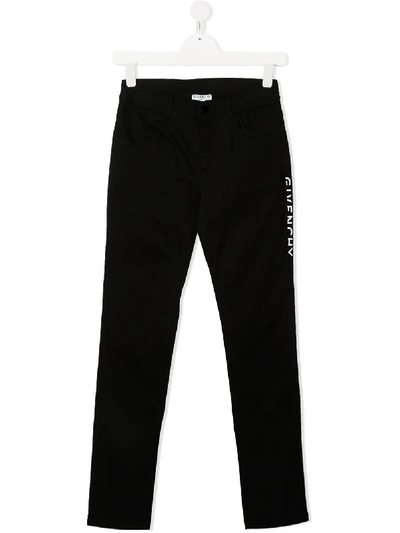 Givenchy Teen Logo Print Trousers In Black