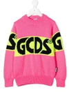 Gcds Intarsia Wool Blend Knit Sweater In Pink