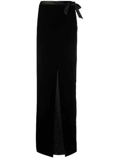 Saint Laurent 天鹅绒和缎布加长半身裙 In Black