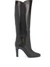 Saint Laurent Jane Monogram Leather Boots In Brown