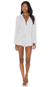 Eberjey Gisele Long Sleeve Short Pajama Set In Water Blue