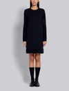 THOM BROWNE THOM BROWNE NAVY CLASSIC LOOPBACK TONAL 4-BAR CREWNECK SWEATER DRESS,FJD066A0337714831605