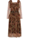 MOLLY GODDARD GATHERED FLORAL PRINT DRESS