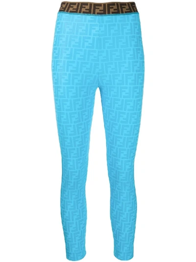 Fendi Ff Motif Leggings In Blue