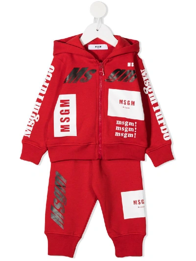 Msgm Babies' Graphic-print Two-piece Tracksuit In Rosso