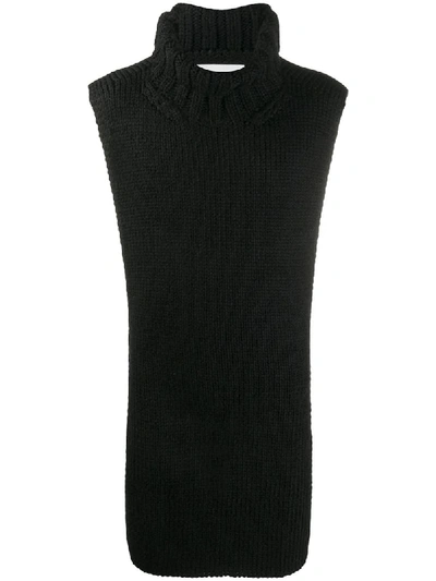 Jil Sander Ribbed Waistcoat Jumper In Black