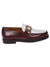 Lanvin Two-tone Loafers In White/bordeaux