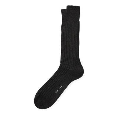 Polo Ralph Lauren Rib-knit Cotton Trouser Socks In Charcoal Heather