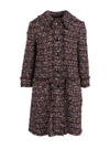 Dolce & Gabbana Tweed Coat With Horn Buttons In Melange