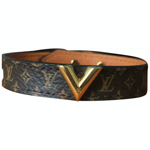Pre-Owned Louis Vuitton Nanogram Brown Leather Bracelet | ModeSens