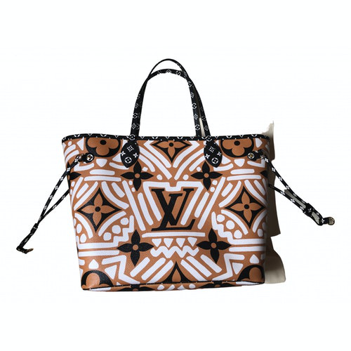 Pre-Owned Louis Vuitton Neverfull Camel Cloth Handbag | ModeSens