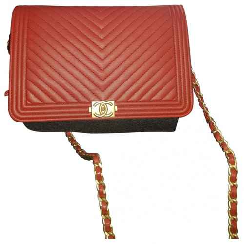 Pre-Owned Chanel Wallet On Chain Red Leather Handbag | ModeSens