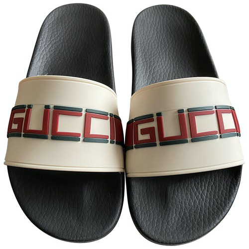 Pre-Owned Gucci White Rubber Sandals | ModeSens