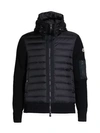 Moncler Wool-blend Knit-sleeve Quilted Jacket In Navy