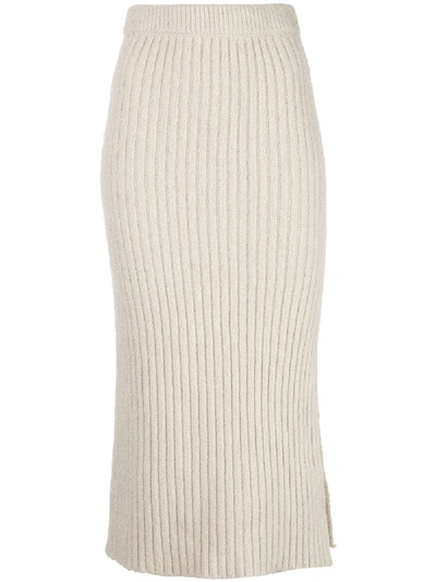 Altuzarra Women's Orville Rib-knit Midi Skirt In White