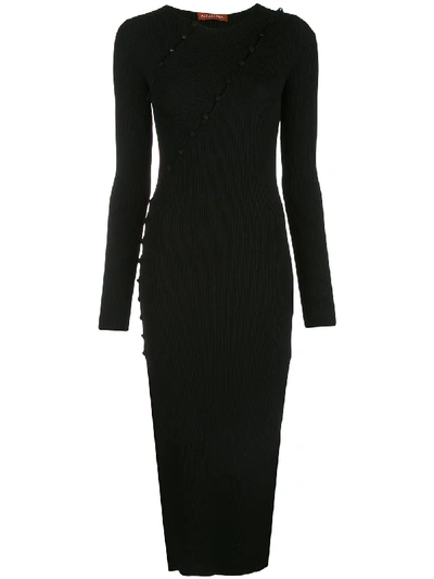 Altuzarra Evelyn Button-embellished Cutout Ribbed-knit Midi Dress In Black
