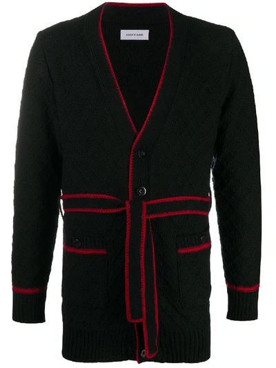 Ernest W Baker Contrast-trim Tie-waist Cardigan In Black