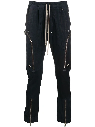 Rick Owens Skinny Fit Zip Detail Trousers In Blue