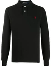 Polo Ralph Lauren Logo Embroidered Long-sleeved Polo Shirt In Black