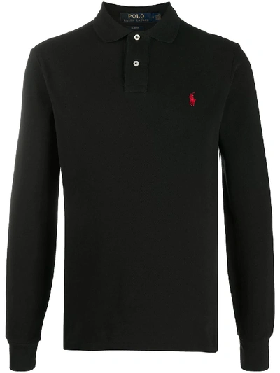 Polo Ralph Lauren Embroidered Logo Polo Shirt In Black