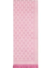 Gucci Wool Gg Jacquard Scarf In Pink