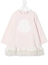 MONCLER LOGO EMBROIDERED RUFFLE DRESS