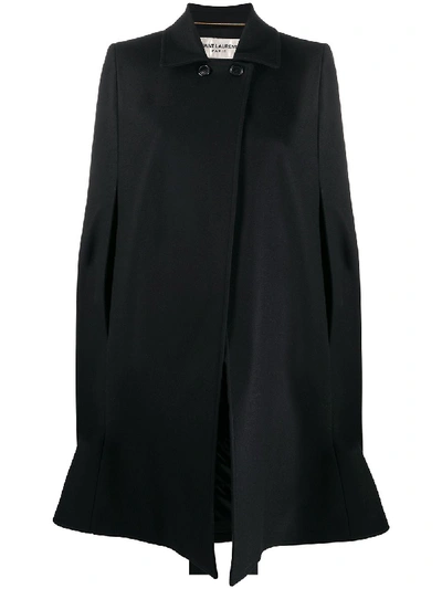 Saint Laurent Button-front Cape In Black