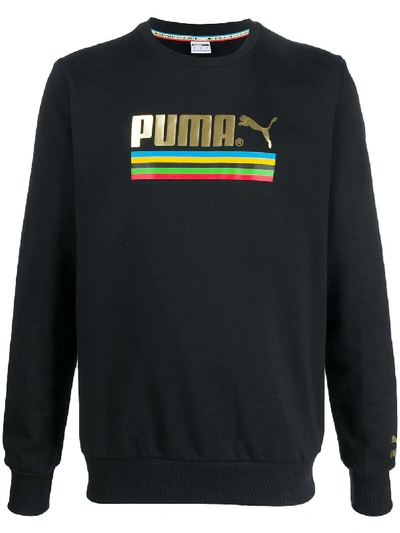 Puma Crew Neck Logo Sweatshirt In Black